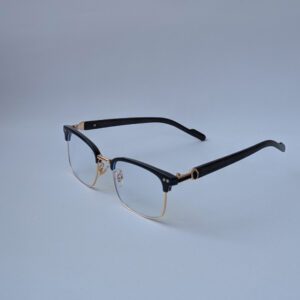 Classic Clubmaster Half-Rim Black & Gold Optical Eyeglass Frame for Men