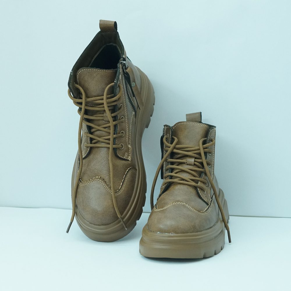 Urban Trek Lace-Up Boots – Khaki Brown - Image 3