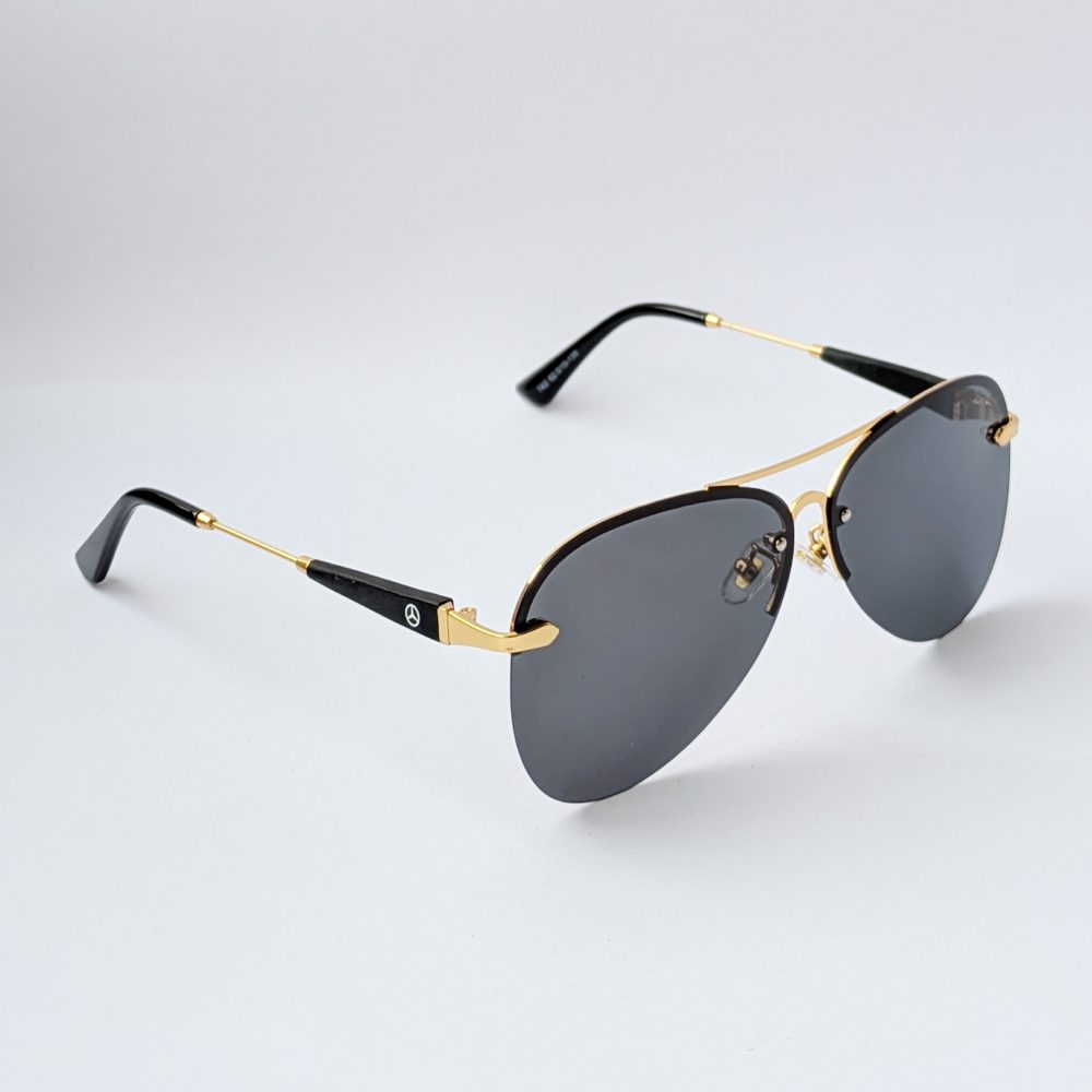 Mercedes-Benz Gold Rimless Aviator Sunglasses for Men - Image 2