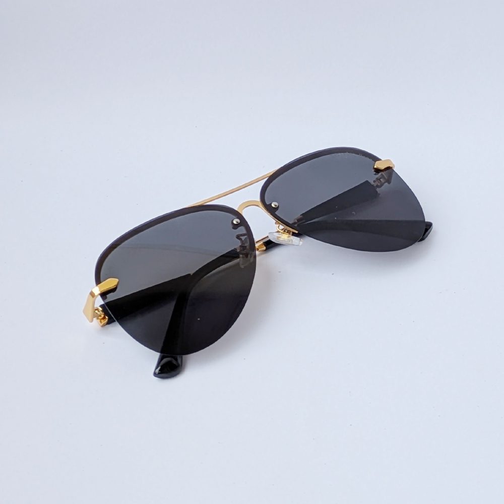 Mercedes-Benz Gold Rimless Aviator Sunglasses for Men - Image 3