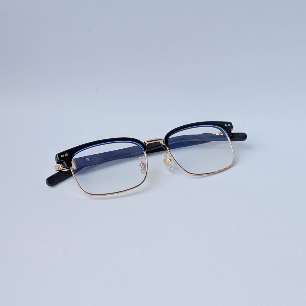 Classic Clubmaster Half-Rim Black & Gold Optical Eyeglass Frame for Men - Image 3