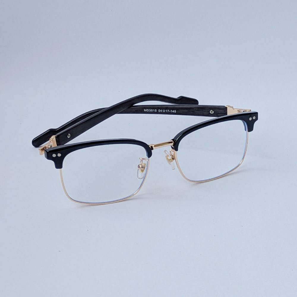Classic Clubmaster Half-Rim Black & Gold Optical Eyeglass Frame for Men - Image 4
