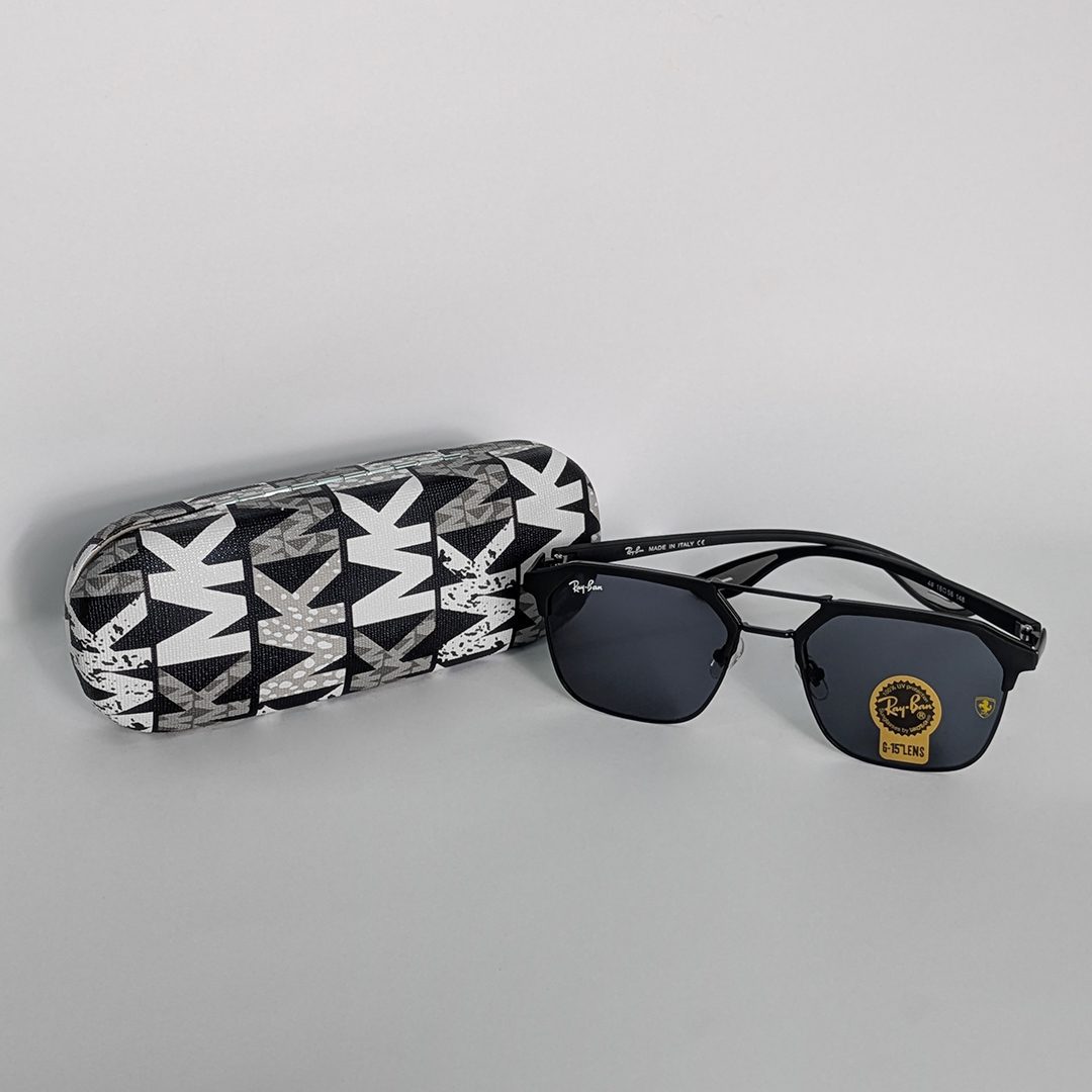 Ray-Ban Geometric Black Metal Sunglasses with G-15 Lenses - Image 2
