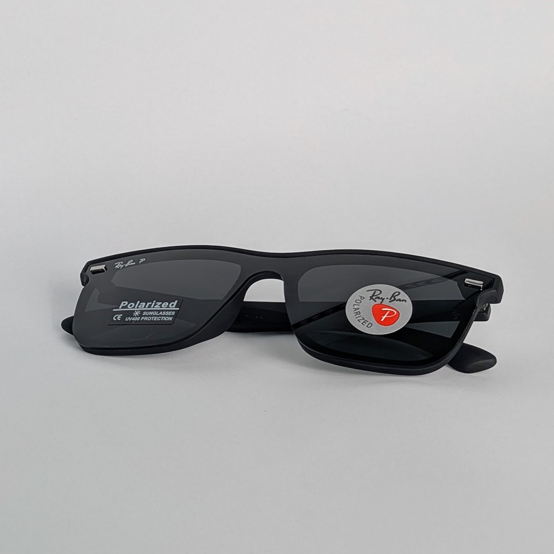 Ray-Ban Polarized Black Rectangular Sunglasses for Men - Image 3