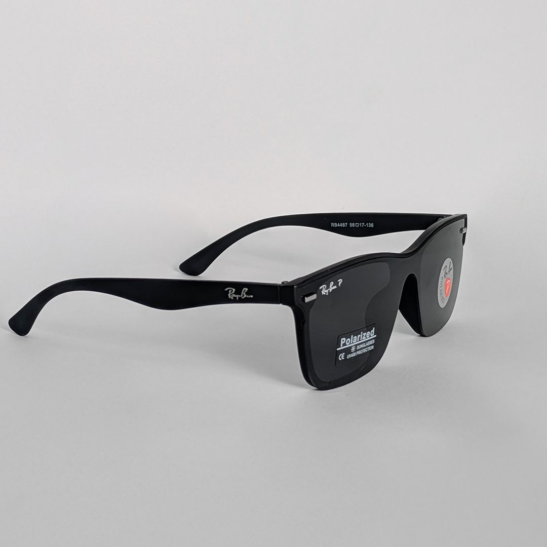 Ray-Ban Polarized Black Rectangular Sunglasses for Men - Image 4